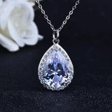 5A Zircon Water Drop Pendant Necklace 18k Filled Jewelry