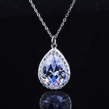 5A Zircon Water Drop Pendant Necklace 18k Filled Jewelry