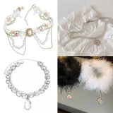 Classical Crystal Choker Necklace Multi-layer Pearl Tassel Lace Feather Love