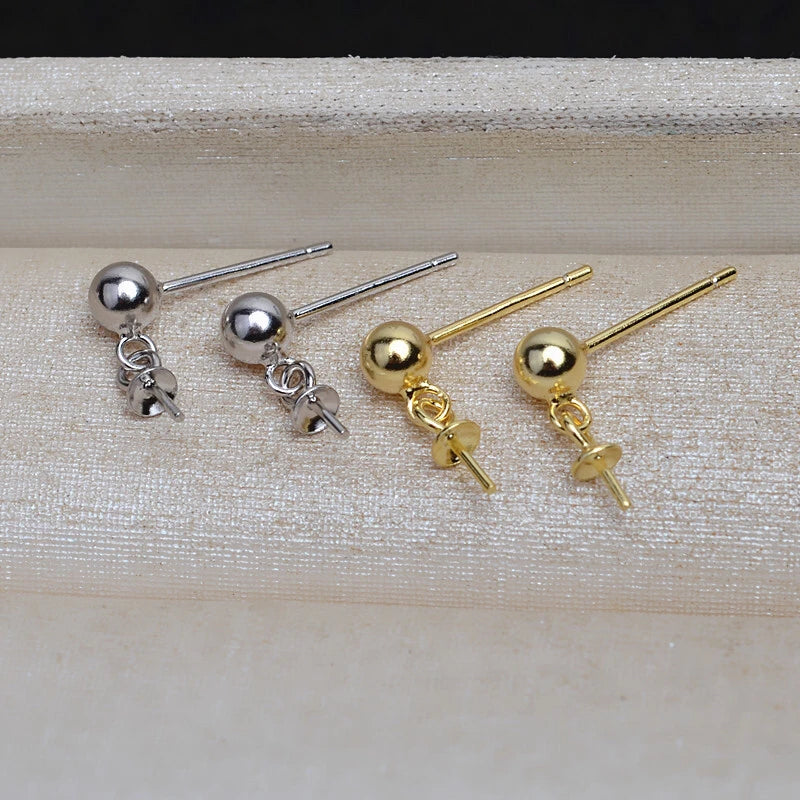 S925 Sterling Silver Earring Base Mounts Findings 3 Pairs/Lot