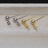 S925 Sterling Silver Earring Base Mounts Findings 3 Pairs/Lot