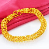 Dragon Head 24K Yellow Bracelet for Men - Rope Shape Bangle Chain