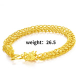Dragon Head 24K Yellow Bracelet for Men - Rope Shape Bangle Chain