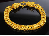 Dragon Head 24K Yellow Bracelet for Men - Rope Shape Bangle Chain