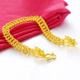 Dragon Head 24K Yellow Bracelet for Men - Rope Shape Bangle Chain