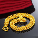 Dragon Head 24K Yellow Bracelet for Men - Rope Shape Bangle Chain