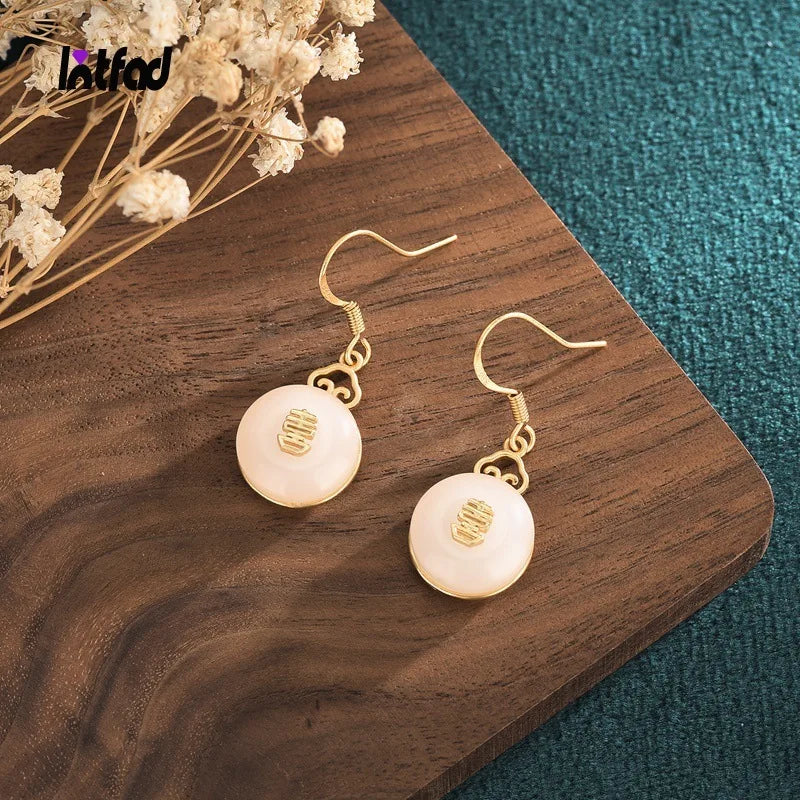 Classical Jade Drop Earrings for Women Party Accessories
