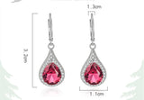 Red Green Austrian Crystal Drop Earrings 18k Silver Jewelry
