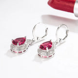 Red Green Austrian Crystal Drop Earrings 18k Silver Jewelry