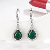 Red Green Austrian Crystal Drop Earrings 18k Silver Jewelry