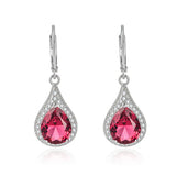 Red Green Austrian Crystal Drop Earrings 18k Silver Jewelry