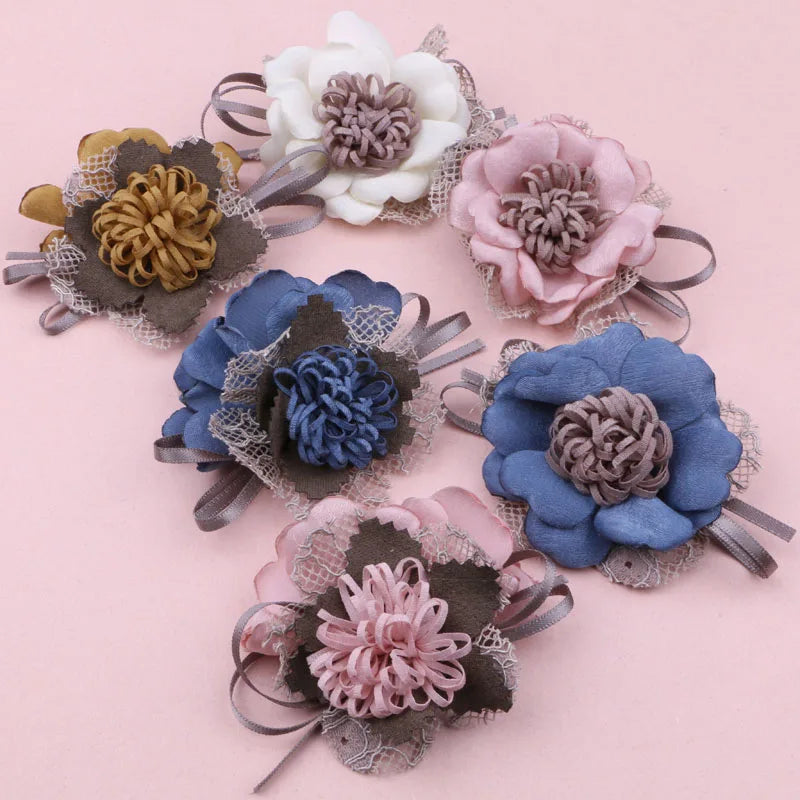 Fabric Flower Patch Sticker Girl Hair Jewelry DIY Headband Accessory