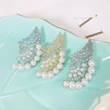 Classic Fan Shape Earring Pearl Hollow Zirconia Micro-inlay