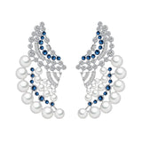Classic Fan Shape Earring Pearl Hollow Zirconia Micro-inlay