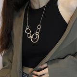 Classical Annulus Chocker Pendant Necklace Women Statement Sweater Necklace