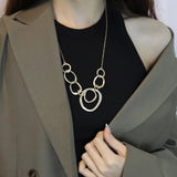 Classical Annulus Chocker Pendant Necklace Women Statement Sweater Necklace