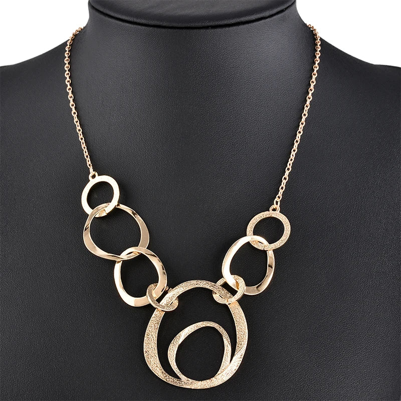 Classical Annulus Chocker Pendant Necklace Women Statement Sweater Necklace
