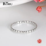 925 Sterling Silver Oval Beads Finger Ring Women's Jewelry