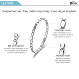 925 Sterling Silver Oval Beads Finger Ring Women's Jewelry