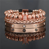 Zircon Crown Roman Royal Charm Braiding Bracelets Stainless Steel Bangles