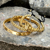 Zircon Crown Roman Royal Charm Braiding Bracelets Stainless Steel Bangles