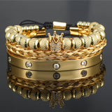 Zircon Crown Roman Royal Charm Braiding Bracelets Stainless Steel Bangles