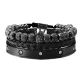 Zircon Crown Roman Royal Charm Braiding Bracelets Stainless Steel Bangles