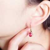 Red Ruby Crystal Drop Earrings with Zircon Diamonds