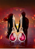 Red Ruby Crystal Drop Earrings with Zircon Diamonds