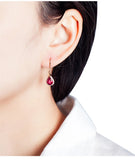 Red Ruby Crystal Drop Earrings with Zircon Diamonds