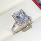 Square Bridal 925 Sterling Silver Wedding Ring with Moissanite Cubic Zircon