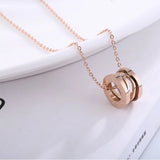 Classic Stainless Steel Hollow Roman Numeral Pendant