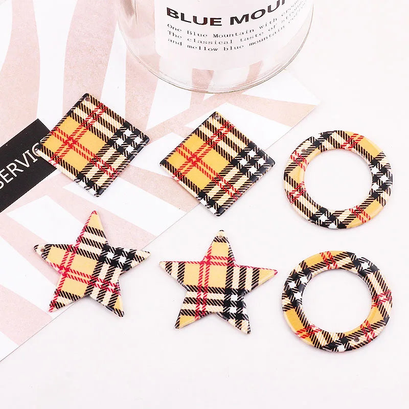 Geometric Resin Charms Circle Star Square DIY Jewelry Accessories Pendant 40pcs