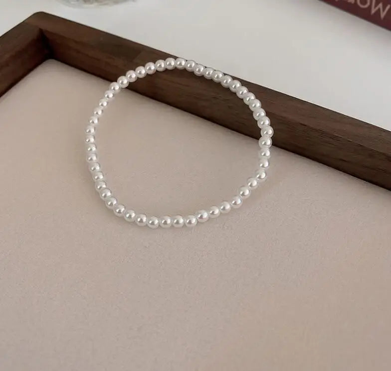 Vintage Pearl Bracelets Elastic Bead Strand Sweet Women Jewelry
