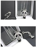 Women's Panda Pendant Sweater Chain Necklace Rhinestone Charm Jewelry
