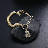 Classical Rhinestone Panda Pendant Sweater Chain Necklace For Women