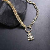Classical Rhinestone Panda Pendant Sweater Chain Necklace For Women