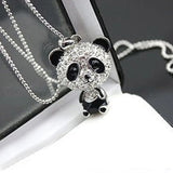 Women's Panda Pendant Sweater Chain Necklace Rhinestone Charm Jewelry