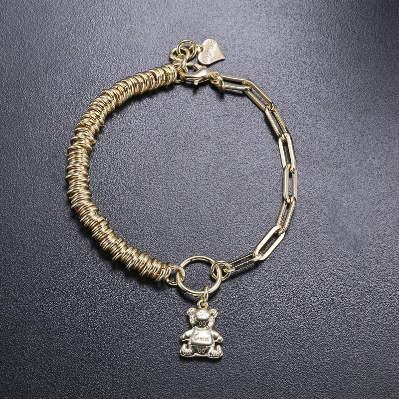 Classical Rhinestone Panda Pendant Sweater Chain Necklace For Women