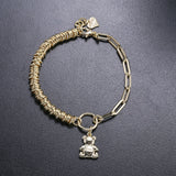 Classical Rhinestone Panda Pendant Sweater Chain Necklace For Women