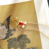 Southern Red Tourmaline Goldfish Pendant Necklace