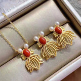 Southern Red Tourmaline Goldfish Pendant Necklace