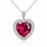Red Crystal Ruby Diamond Pendant Necklace Silver Jewelry for Women