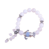 Classical Bai Yulan Fish Fresh Flowers Elastic Crystal Bracelet