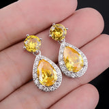 Royal Yellow Citrine Gemstone Drop Earrings