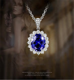 Sapphire Pendant Necklace Crystal Gemstone Silver Choker Diamond Party Jewelry