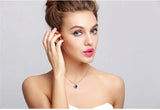Sapphire Pendant Necklace Crystal Gemstone Silver Choker Diamond Party Jewelry