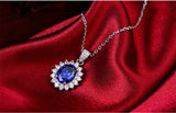 Sapphire Pendant Necklace Crystal Gemstone Silver Choker Diamond Party Jewelry