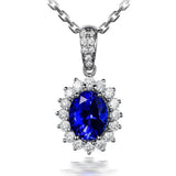 Sapphire Pendant Necklace Crystal Gemstone Silver Choker Diamond Party Jewelry
