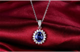 Sapphire Pendant Necklace Crystal Gemstone Silver Choker Diamond Party Jewelry